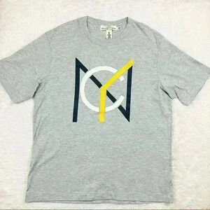H&M Label Of Graded Goods NYC Logo Light Gray Crew Neck Cotton Blend Tee Size L